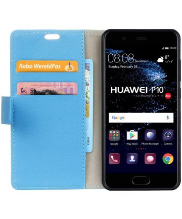 Huawei P10 Stijlvol Portemonnee Hoesje Blauw Hoesjes