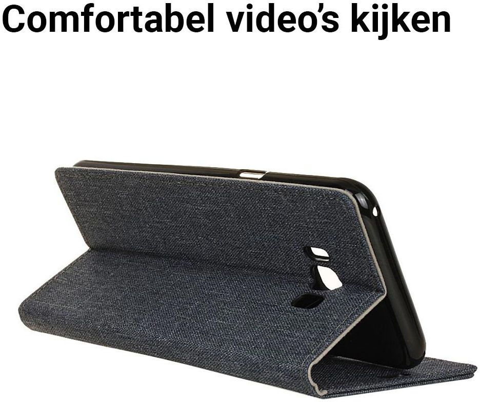 Samsung Galaxy S8 Plus Linnen Portemonnee Hoesje Donker Blauw afbeelding 3