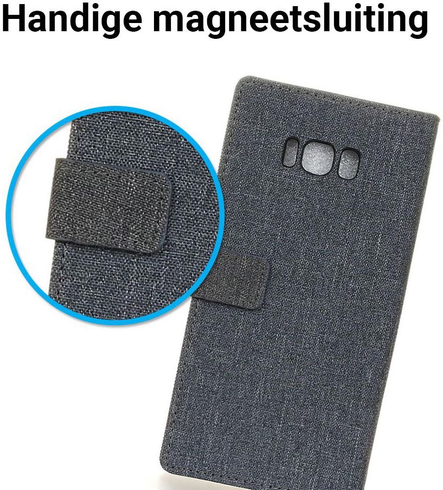 Samsung Galaxy S8 Plus Linnen Portemonnee Hoesje Donker Blauw afbeelding 5