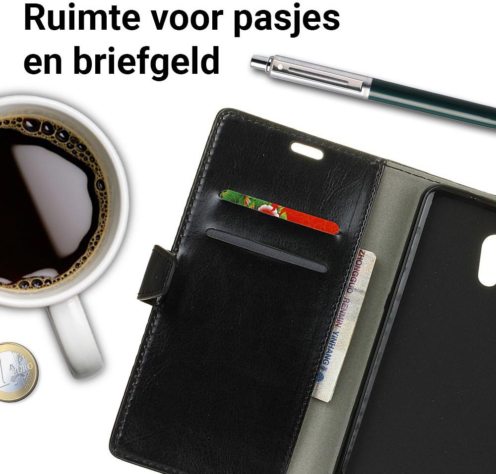Lenovo P2 Portemonnee Hoesje met Standaard Zwart afbeelding 2