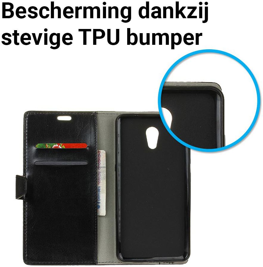 Lenovo P2 Portemonnee Hoesje met Standaard Zwart afbeelding 4