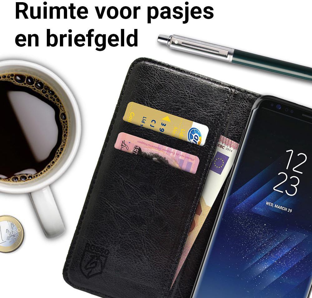 Rosso Samsung Galaxy S8 Plus Hoesje Premium Book Cover Zwart afbeelding 4