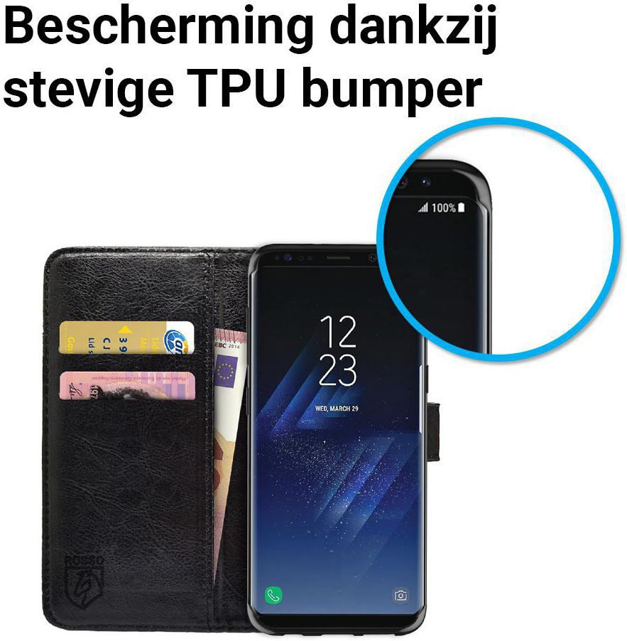 Rosso Samsung Galaxy S8 Plus Hoesje Premium Book Cover Zwart afbeelding 8