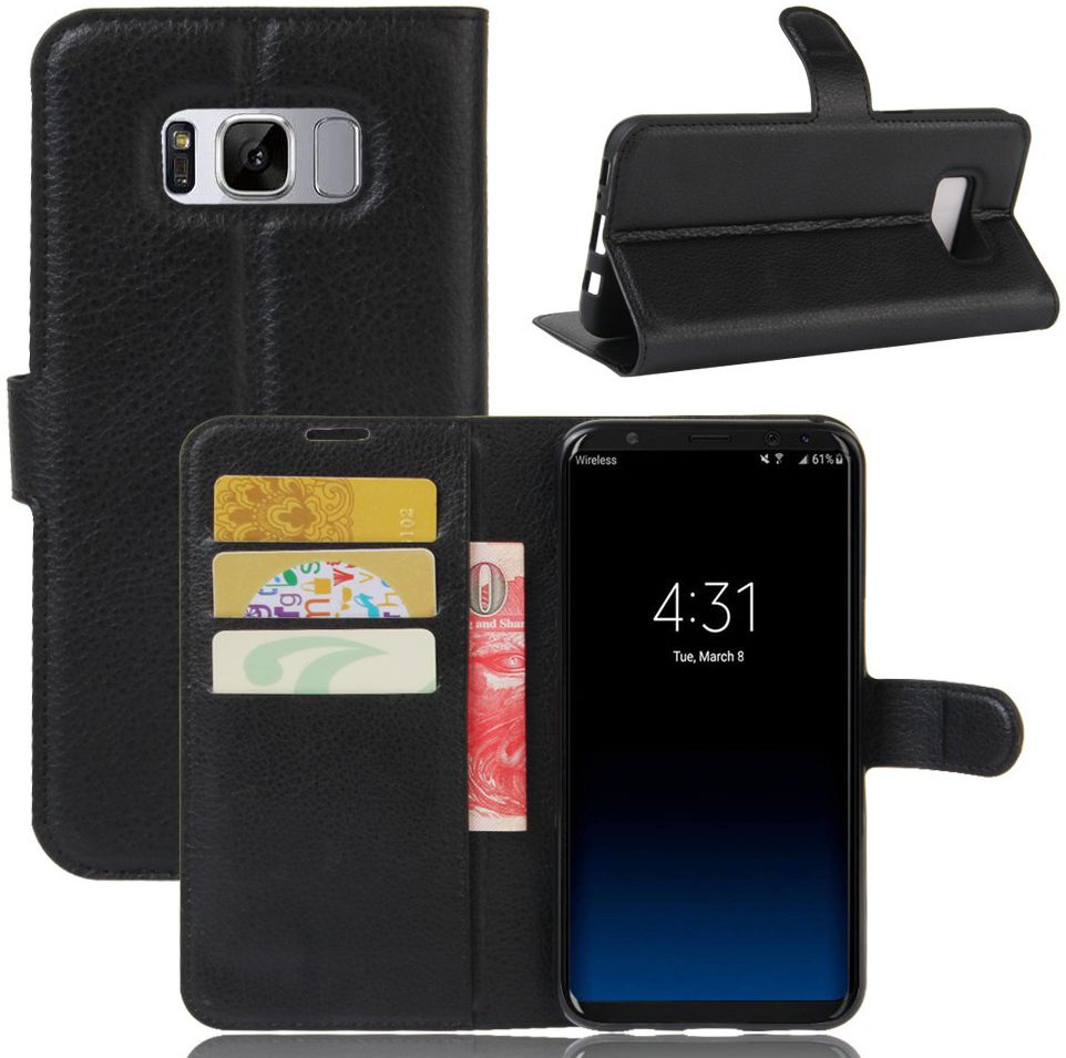 Samsung Galaxy S8 Hoesje met kaarthouder Zwart afbeelding 3