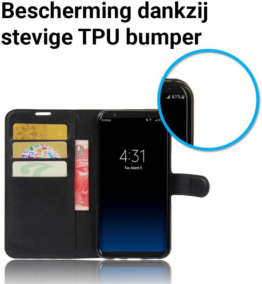 Samsung Galaxy S8 Hoesje met kaarthouder Zwart afbeelding 6