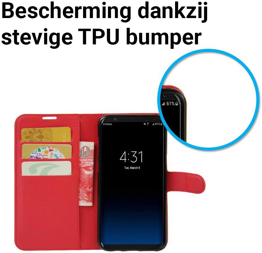 Samsung Galaxy S8 hoesje met kaarthouder Rood afbeelding 5