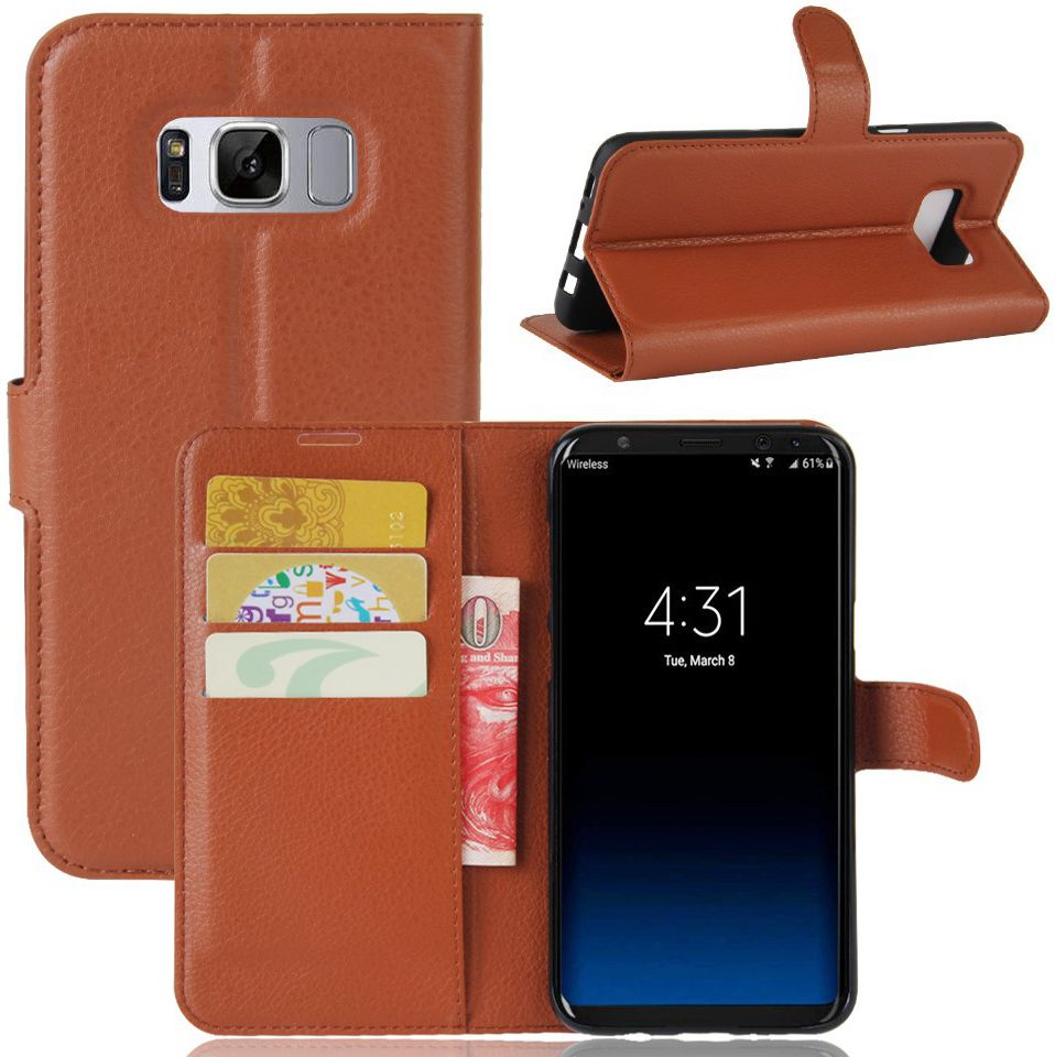 Samsung Galaxy S8 hoesje met kaarthouder Bruin afbeelding 5