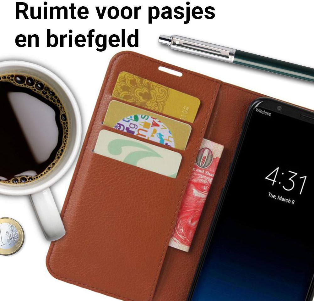 Samsung Galaxy S8 hoesje met kaarthouder Bruin afbeelding 6
