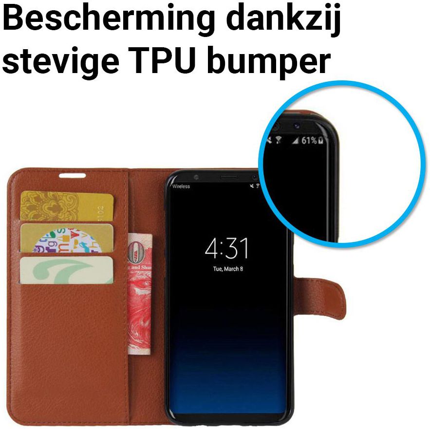 Samsung Galaxy S8 hoesje met kaarthouder Bruin afbeelding 8