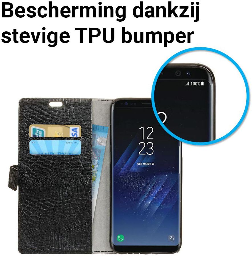 Samsung Galaxy S8 Krokodil Flipcase Zwart afbeelding 6