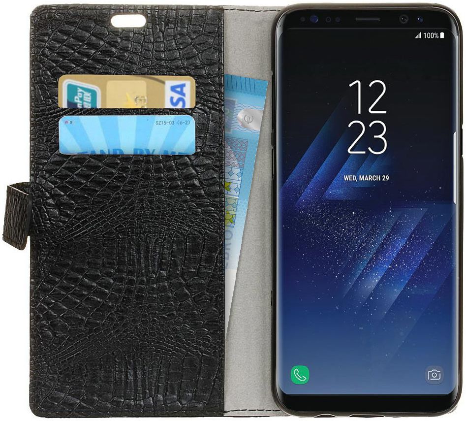 Samsung Galaxy S8 Krokodil Flipcase Zwart afbeelding 1
