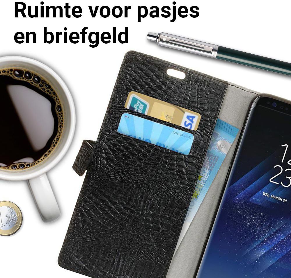 Samsung Galaxy S8 Krokodil Flipcase Zwart afbeelding 2
