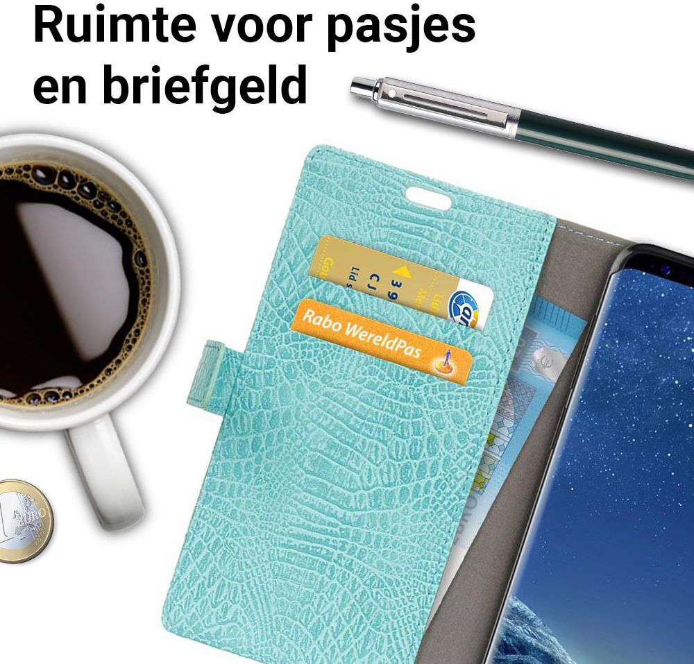 Samsung Galaxy S8 Krokodil Flipcase Blauw afbeelding 3