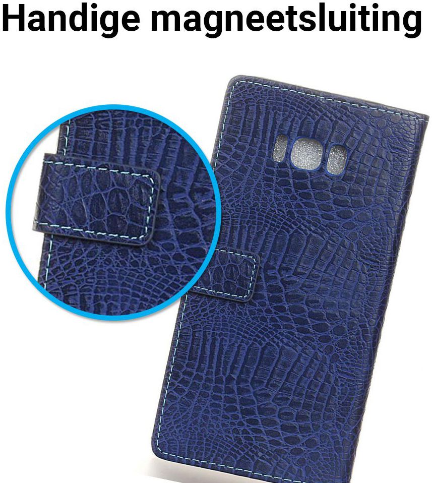 Samsung Galaxy S8 Krokodil Flipcase Donker Blauw afbeelding 5