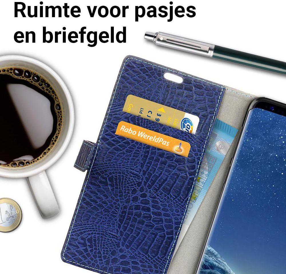 Samsung Galaxy S8 Krokodil Flipcase Donker Blauw afbeelding 2