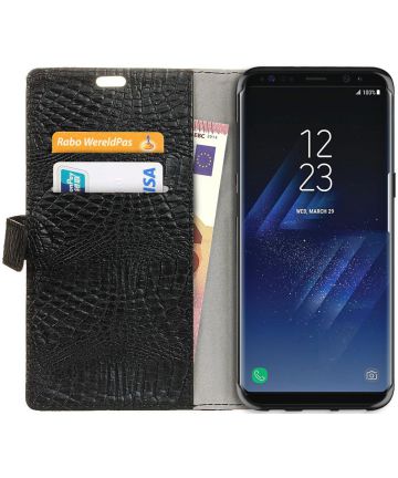 Samsung Galaxy S8 Plus Krokodil Portemonnee Case Zwart Hoesjes