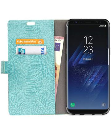 Samsung Galaxy S8 Plus Krokodil Portemonnee Case Blauw Hoesjes