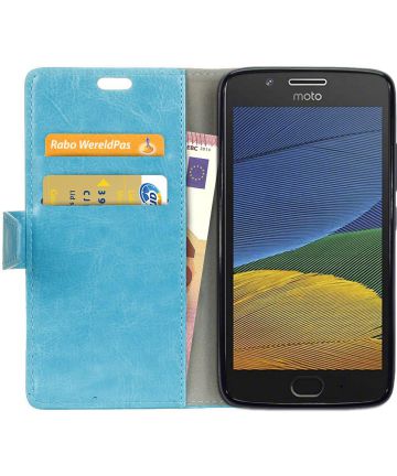 Motorola Moto G5 Hoesje Book Cover Blauw Hoesjes