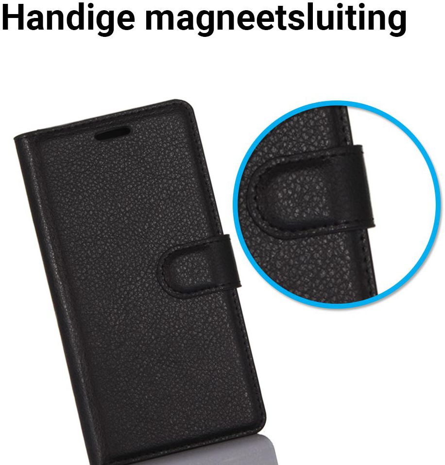 LG G6 Portemonnee Hoesje Lychee Zwart afbeelding 5