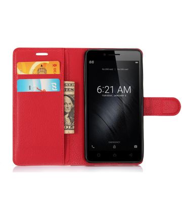 Huawei P10 Portemonnee Hoesje met Standaard Rood Hoesjes