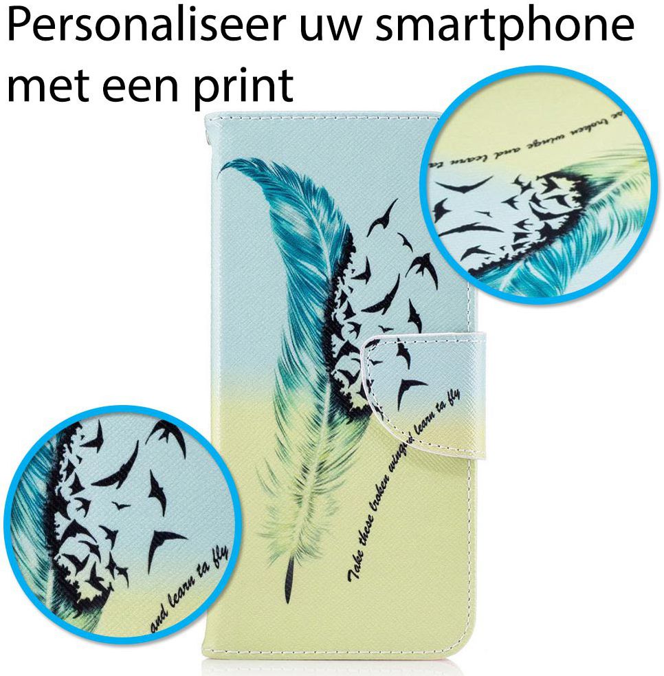 Samsung Galaxy S8 Portemonnee Print Hoesje Feather afbeelding 3