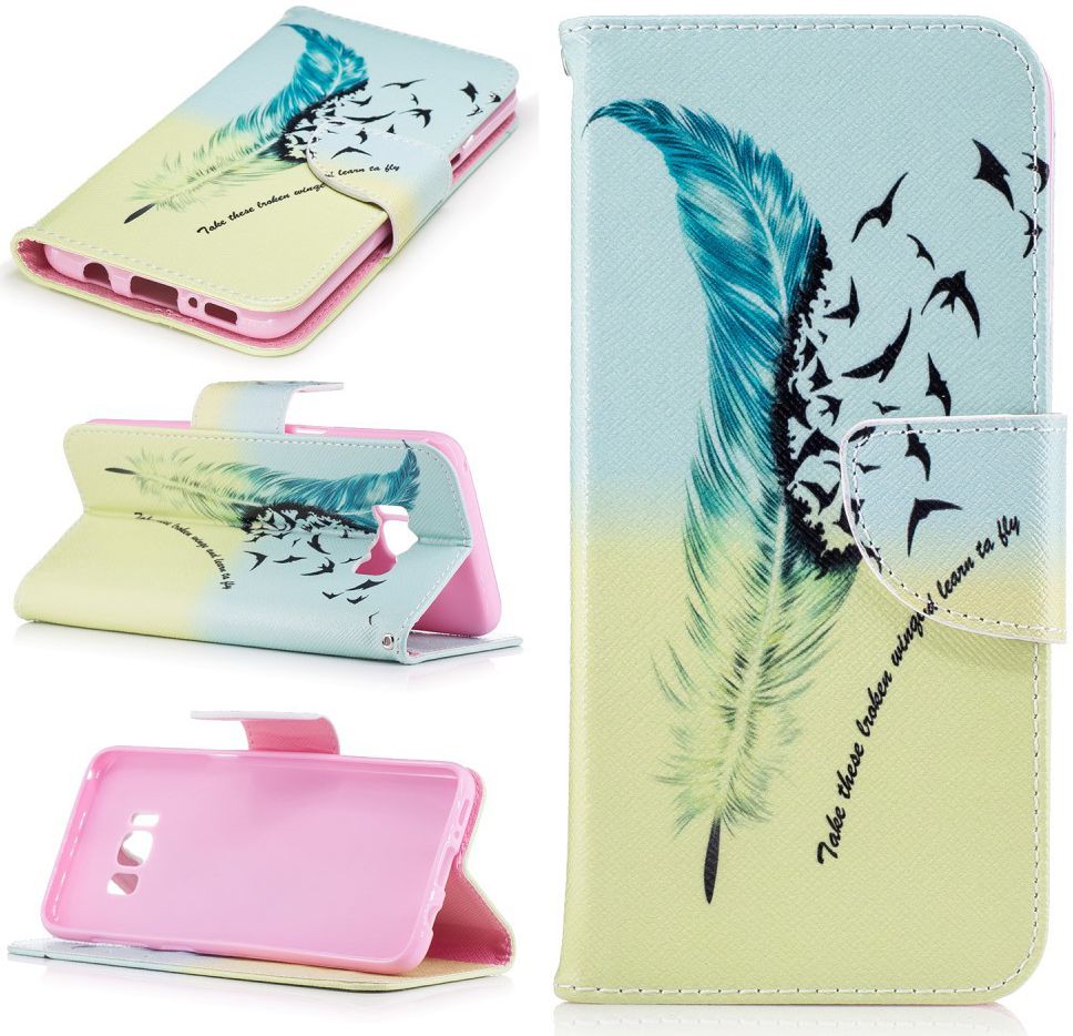 Samsung Galaxy S8 Portemonnee Print Hoesje Feather afbeelding 10