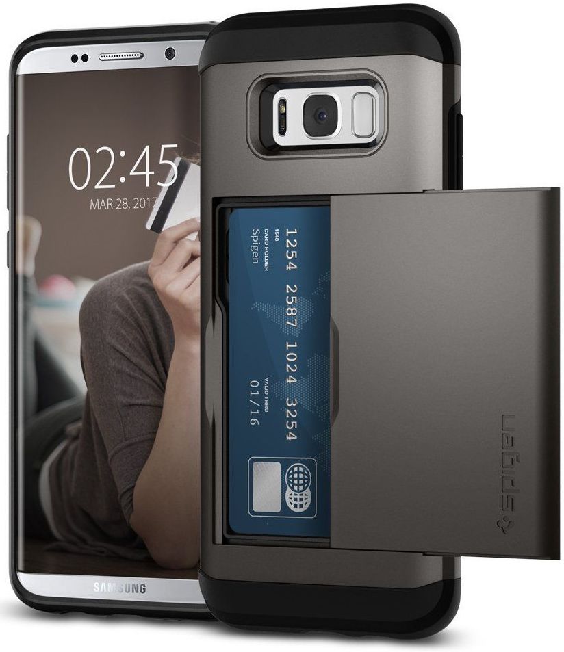 Spigen Slim Armor Card Slot Samsung Galaxy S8 Hoesje Gunmetal afbeelding 1
