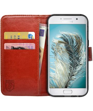 Rosso Samsung Galaxy A5 2017 Hoesje Premium Book Cover Bruin Hoesjes