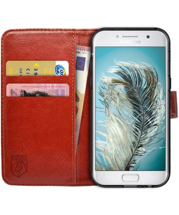 Rosso Samsung Galaxy A3 2017 Hoesje Premium Book Cover Bruin Hoesjes