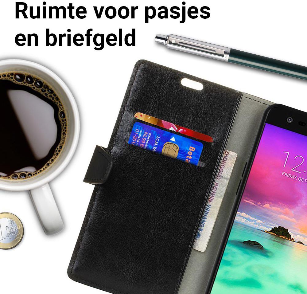 LG K10 (2017) Portemonnee Hoesje met Standaard Zwart afbeelding 2