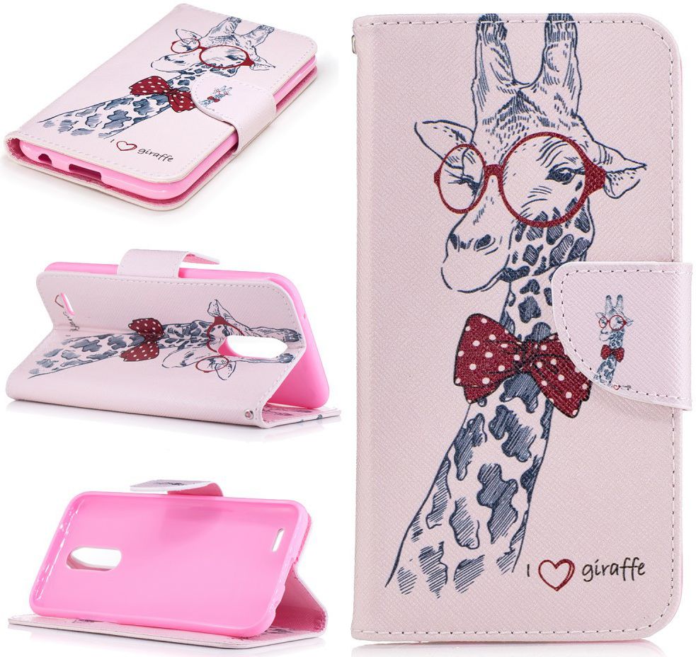 LG K10 (2017) Wallet Case Giraffe afbeelding 1