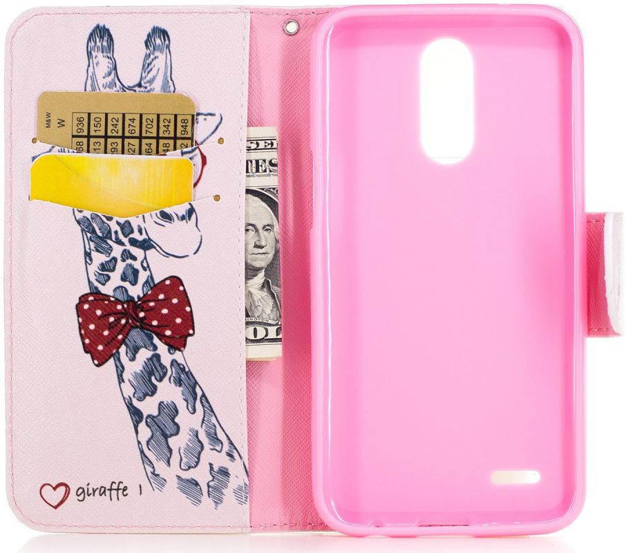 LG K10 (2017) Wallet Case Giraffe afbeelding 2