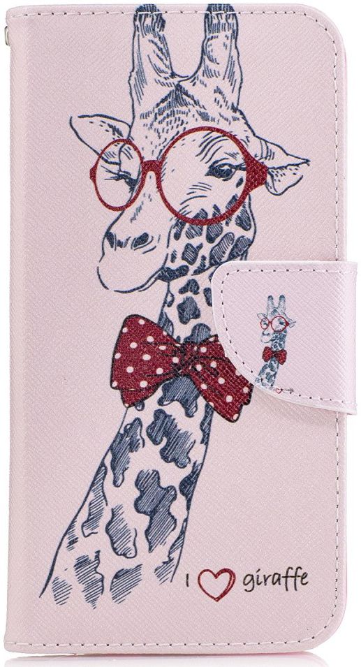 LG K10 (2017) Wallet Case Giraffe afbeelding 4