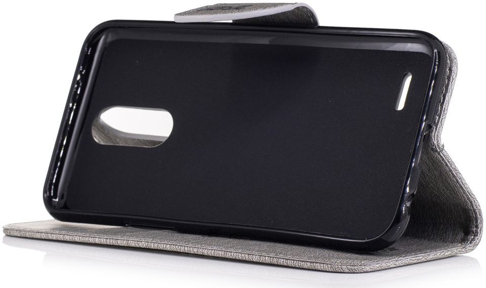 LG K10 (2017) Portemonnee Flip Hoesje Beer Dont Touch Grijs afbeelding 4