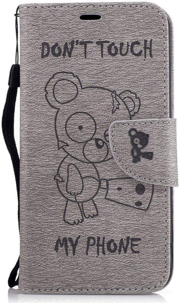 LG K10 (2017) Portemonnee Flip Hoesje Beer Dont Touch Grijs afbeelding 1
