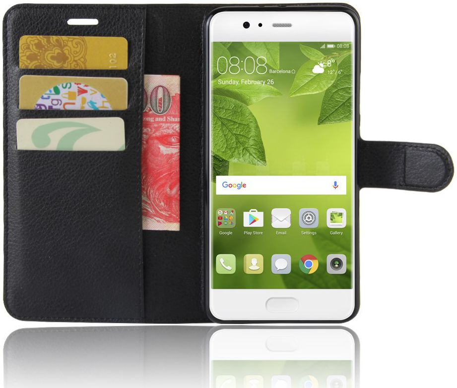 Huawei P10 Plus Stijlvol Portemonnee Hoesje Zwart afbeelding 2
