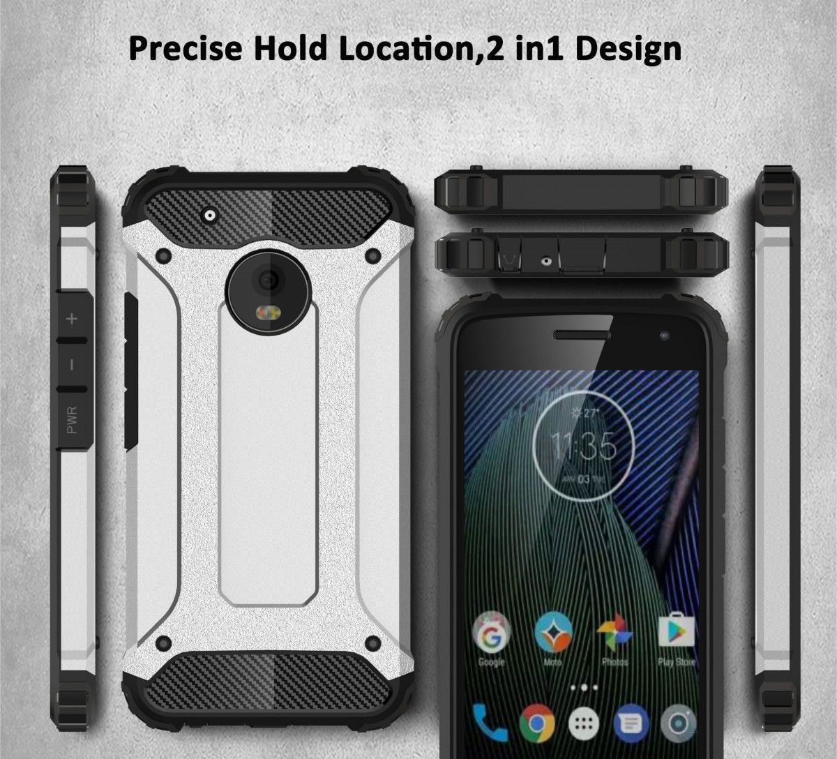 Motorola Moto G5 Hybride Hoesje Zwart afbeelding 6
