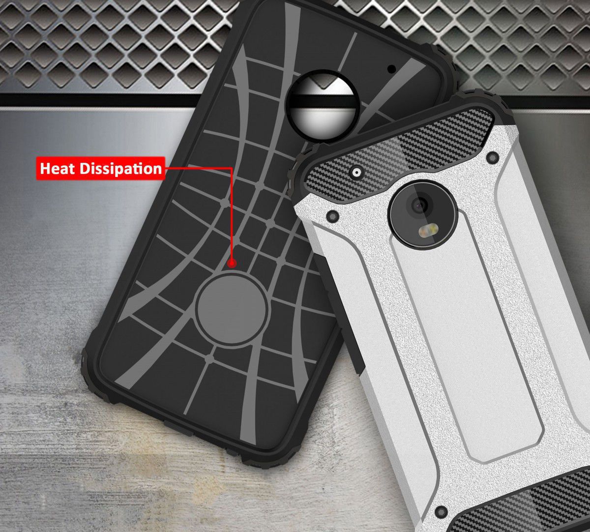 Motorola Moto G5 Plus Hybride Hoesje Zwart afbeelding 3