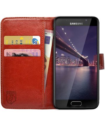 Rosso Samsung Galaxy A3 2016 Hoesje Premium Book Cover Bruin Hoesjes