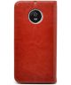 Rosso Motorola Moto G5 Plus Hoesje Premium Book Cover Bruin