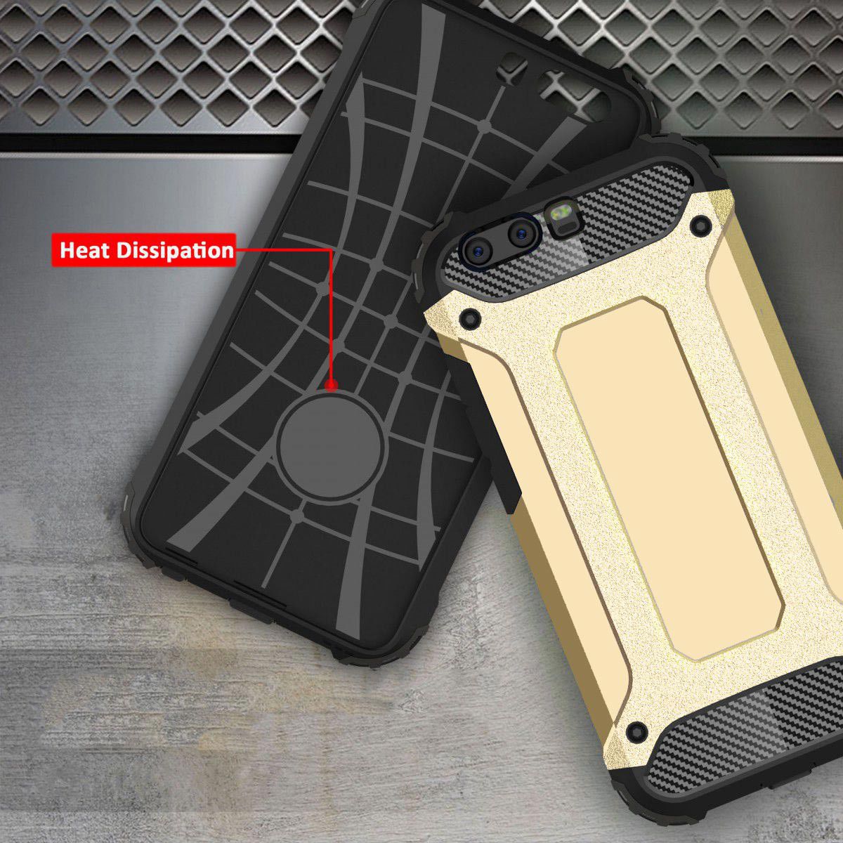 Huawei P10 Lite Hybride Hoesje Goud afbeelding 2