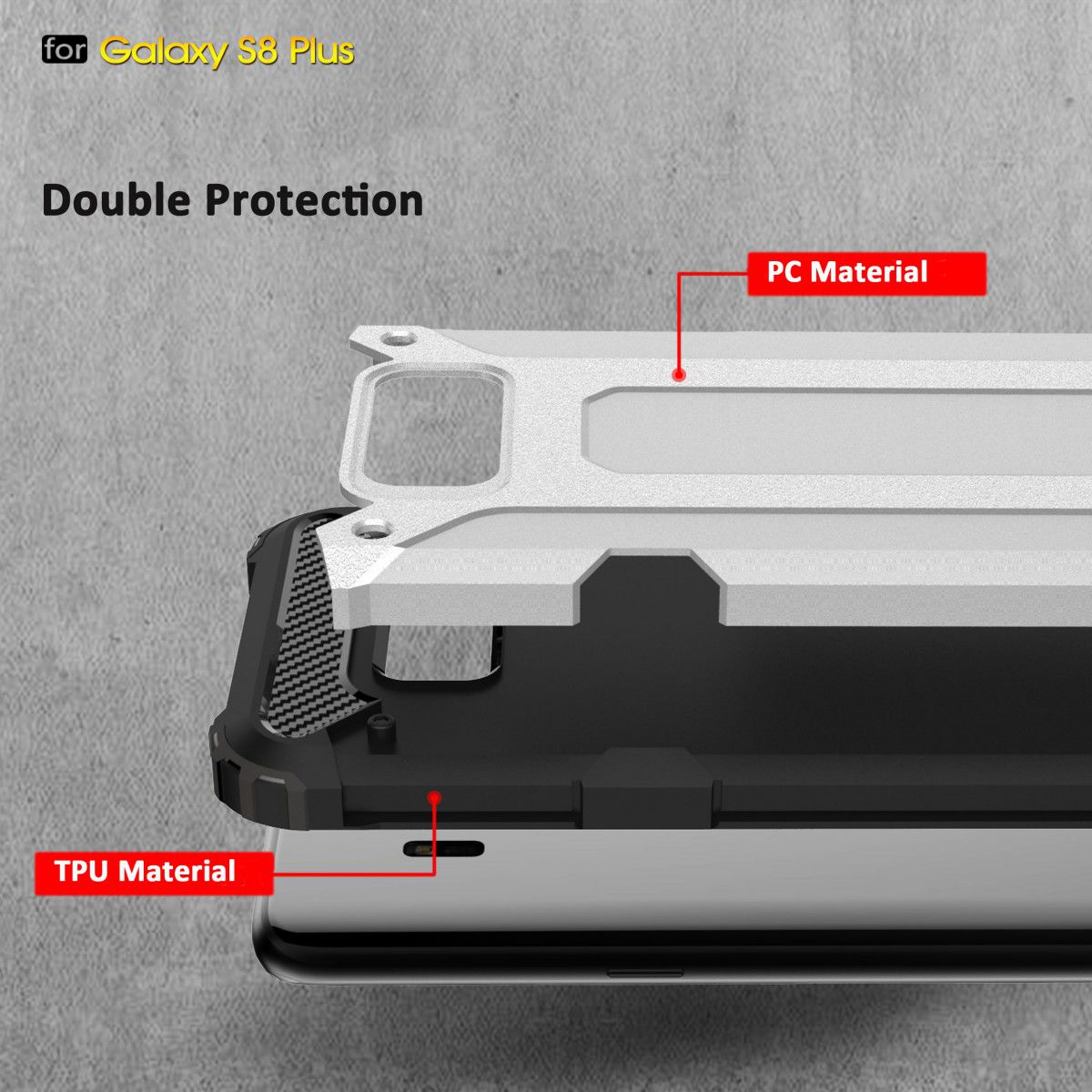 Samsung Galaxy S8 Plus Hybride Hoesje Zwart afbeelding 4
