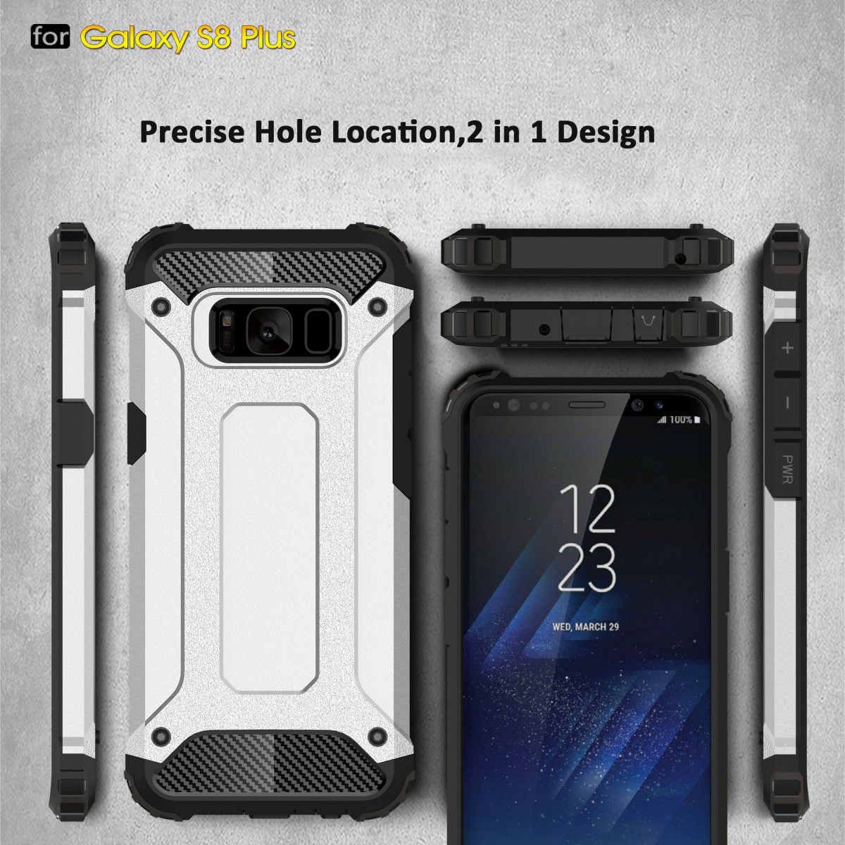 Samsung Galaxy S8 Plus Hybride Hoesje Zwart afbeelding 6