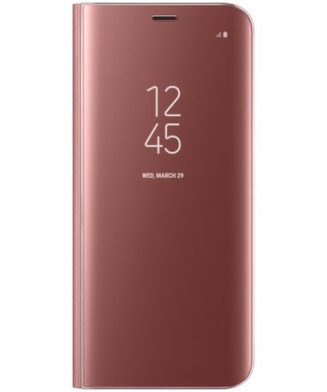 Samsung Galaxy S8 Clear View Flip Case Roze Hoesjes
