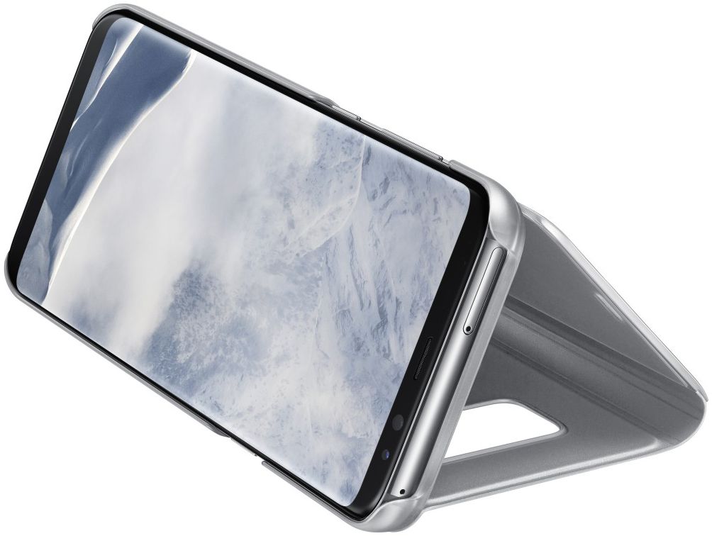 Samsung Galaxy S8 Plus Clear View Flip Case met Standaard Zilver afbeelding 2