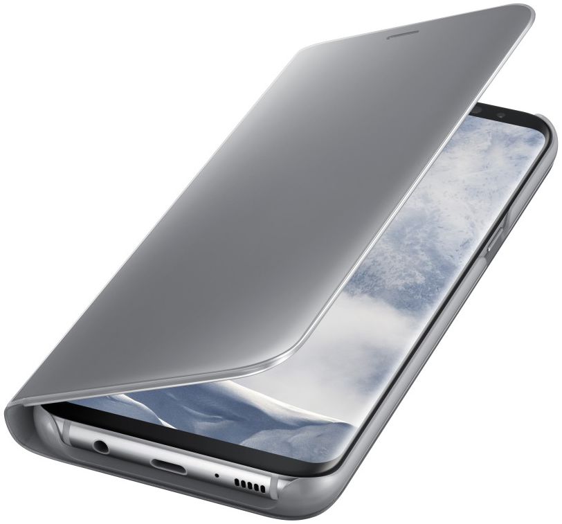 Samsung Galaxy S8 Plus Clear View Flip Case met Standaard Zilver afbeelding 4