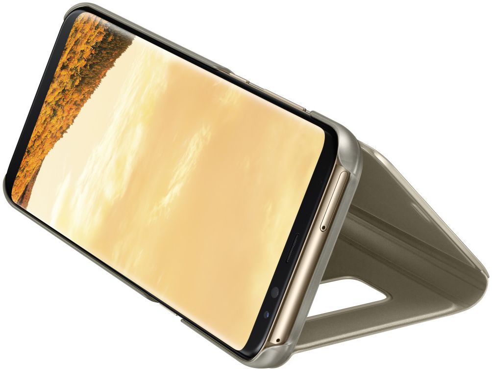Samsung Galaxy S8 Plus Clear View Flip Case met Standaard Goud afbeelding 2