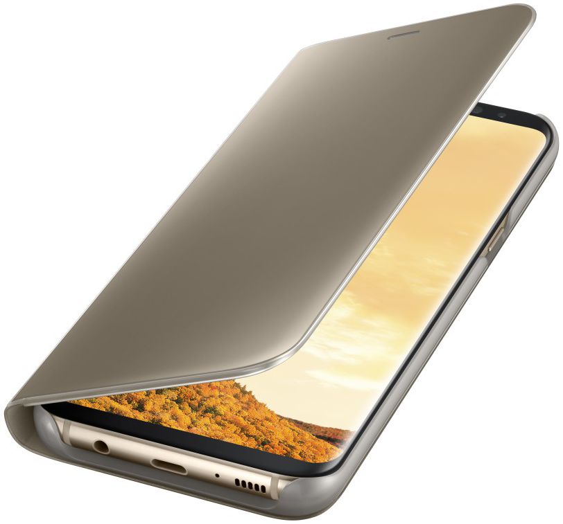 Samsung Galaxy S8 Plus Clear View Flip Case met Standaard Goud afbeelding 4