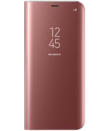 Samsung Galaxy S8 Plus Clear View Flip Case met Standaard Roze Hoesjes