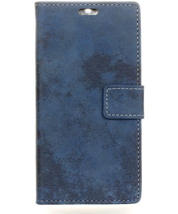LG K8 (2017) Vintage Portemonnee Hoesje Blauw Hoesjes